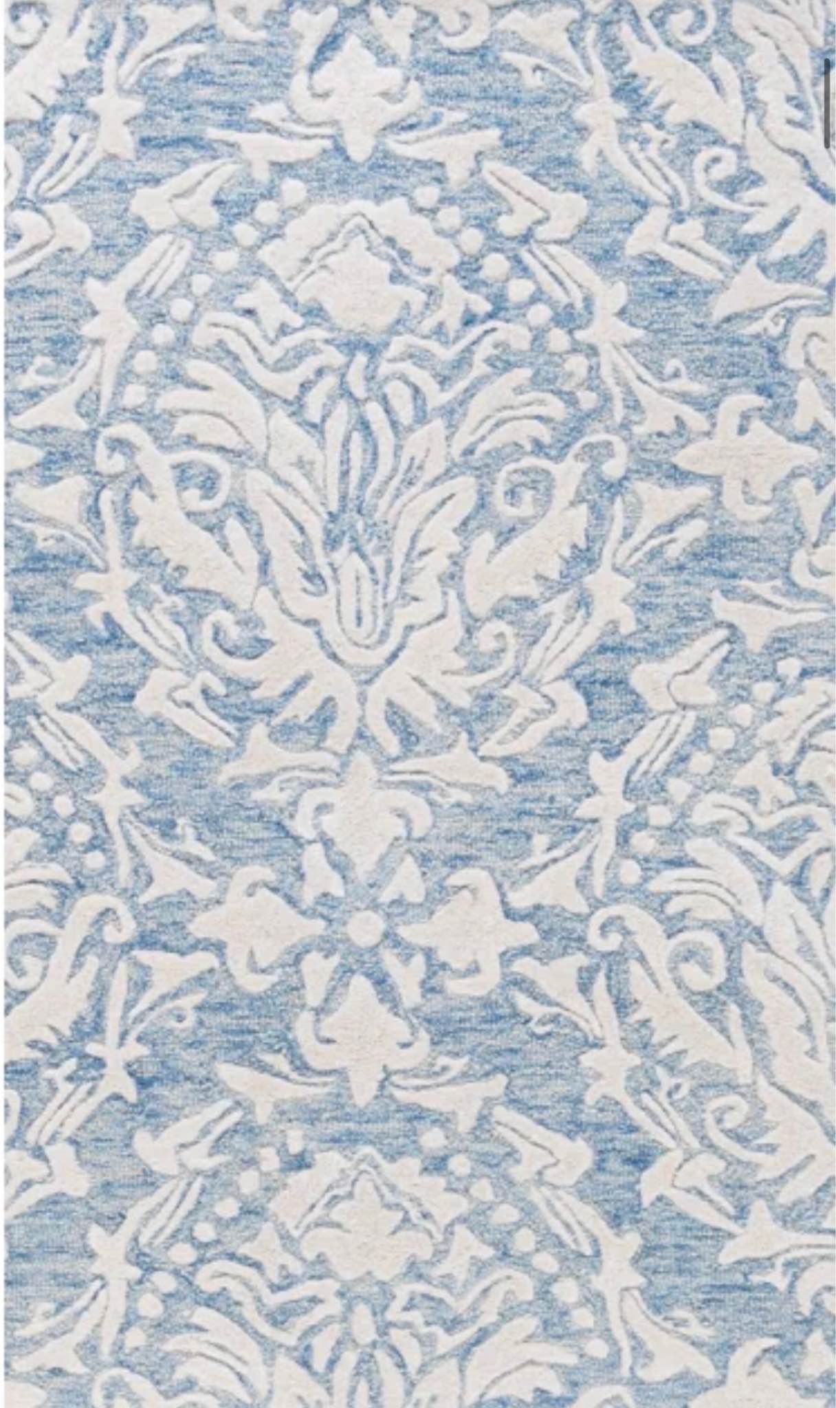 8' x 10' Ferrera Ikat Handmade Tufted Wool Blue / Ivory Area Rug - Area ...