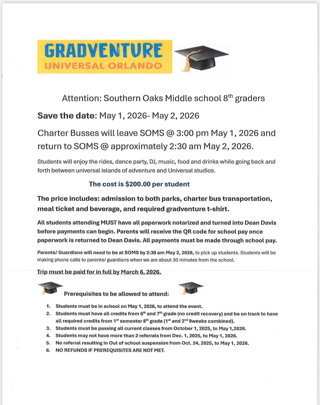 Southern - Attention: Southern Oaks Middle School 8th graders Save the ...