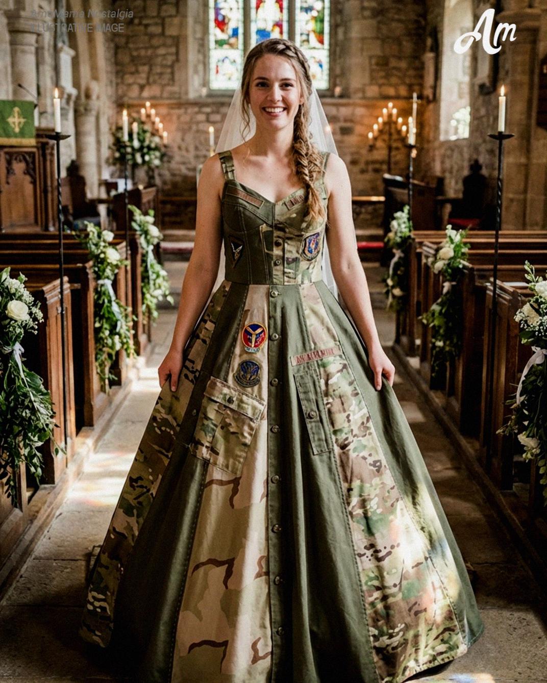 My fiancée made a wedding dress from army shirts — her true reason made the entire church fall silent and cry. For months, my fiancée, Clara, had been acting strangely. Every night