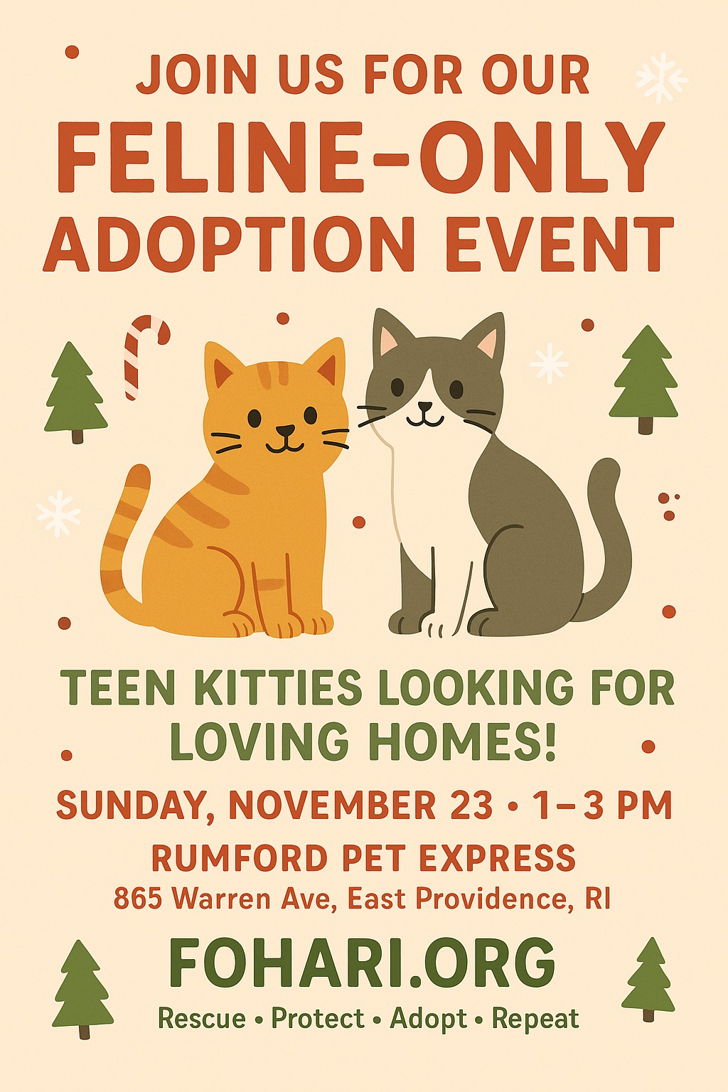 Friends - We are having a special cat only adoption event today ...