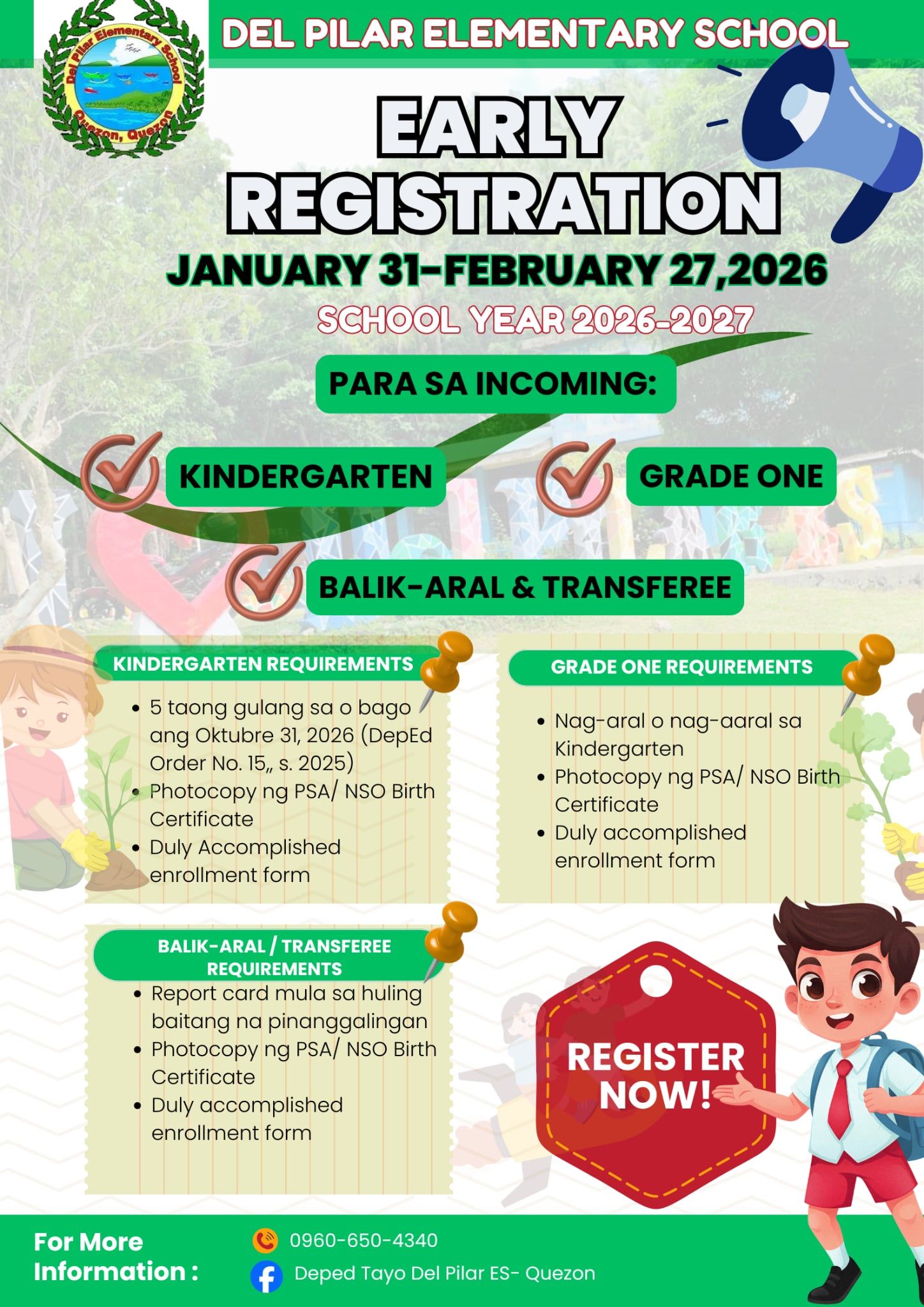 DepEd - Announcement 📣📣📣 EARLY REGISTRATION for SY 2026-2027 Halina at ...