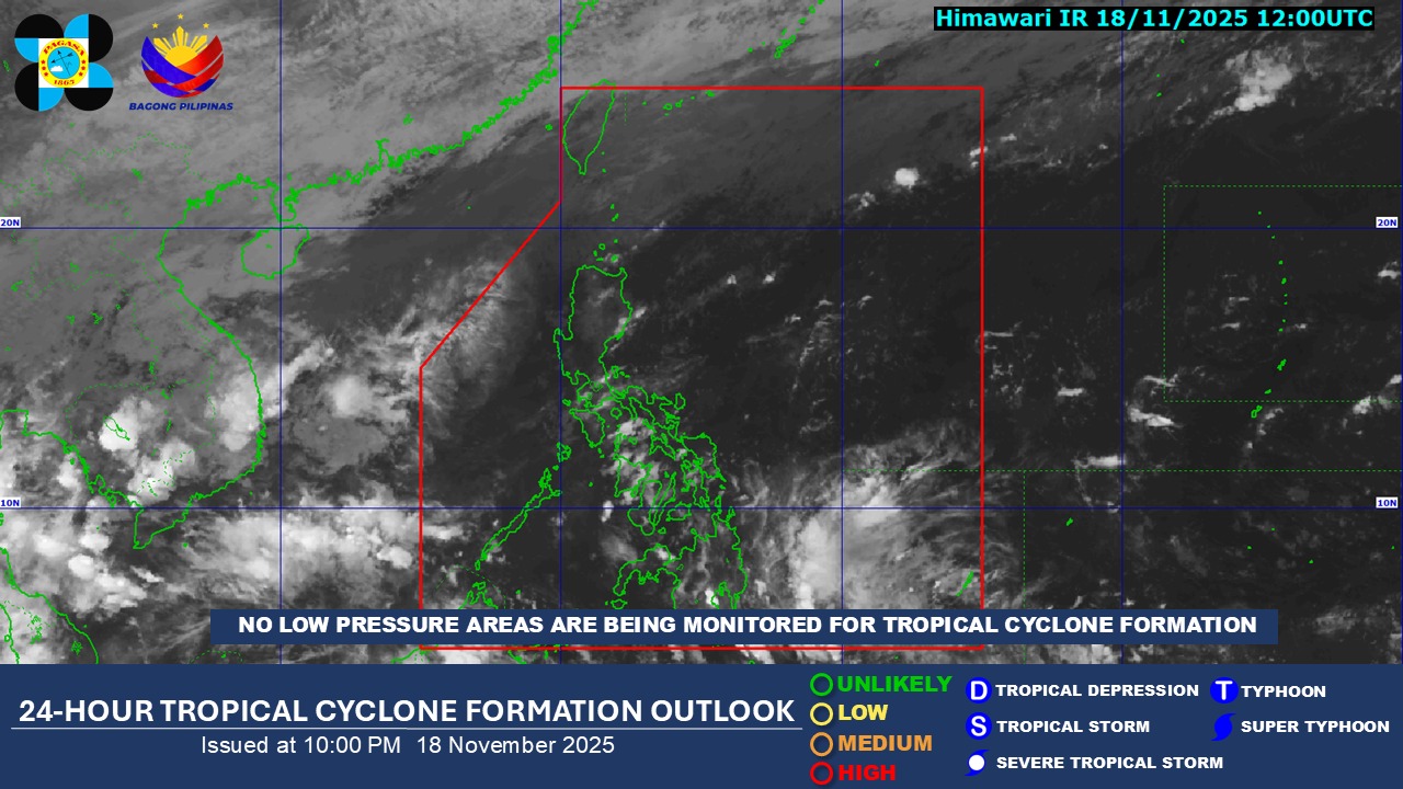 DOST-PAGASA - As of 8:00 PM today, 18 November 2025, No Low Pressure ...