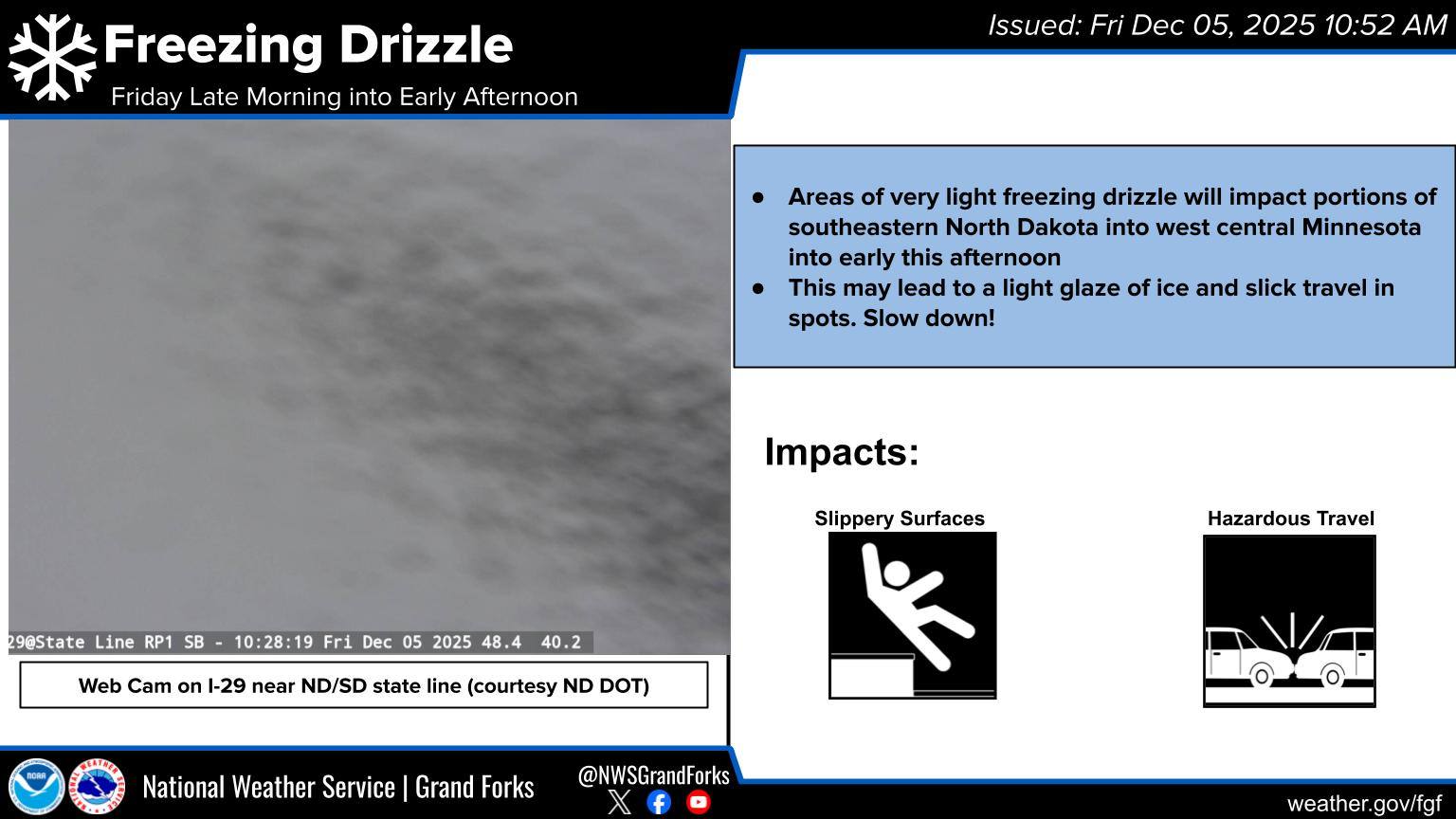 US - Areas of light freezing drizzle over parts of southeastern ND and ...