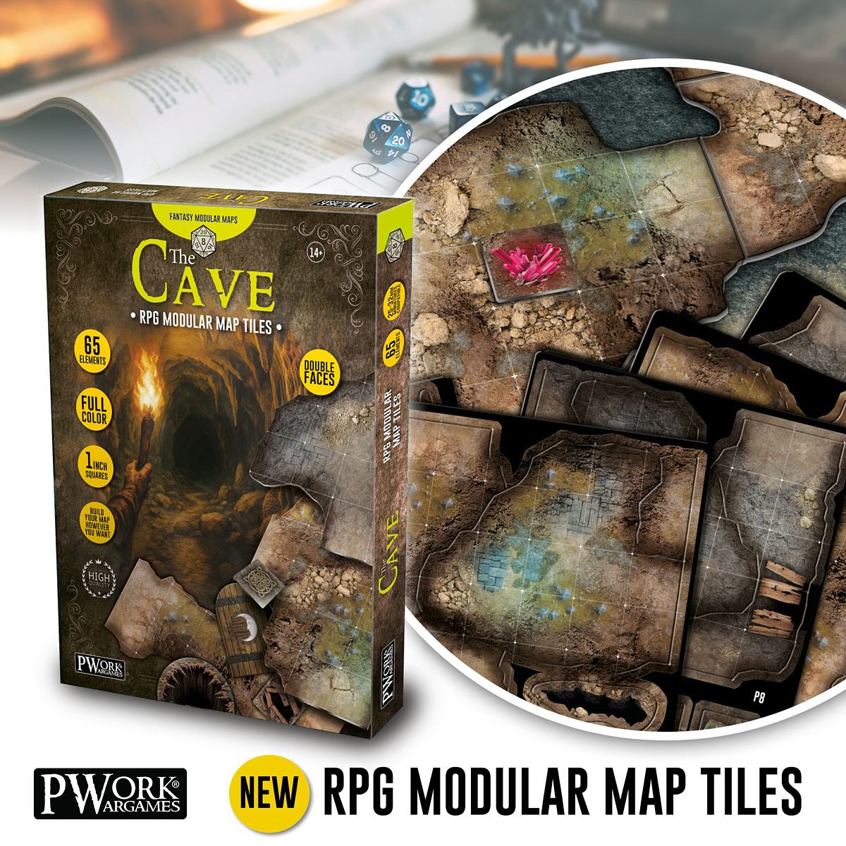 PWORK WARGAMES The Forest - RPG Modular Map Tiles - Double face cardboard tiles