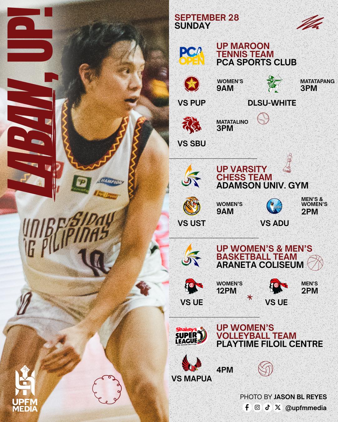 UP - GAMEDAY 🎾♟️🏀🏐 It’s another jampacked sports day as the Maroon ...