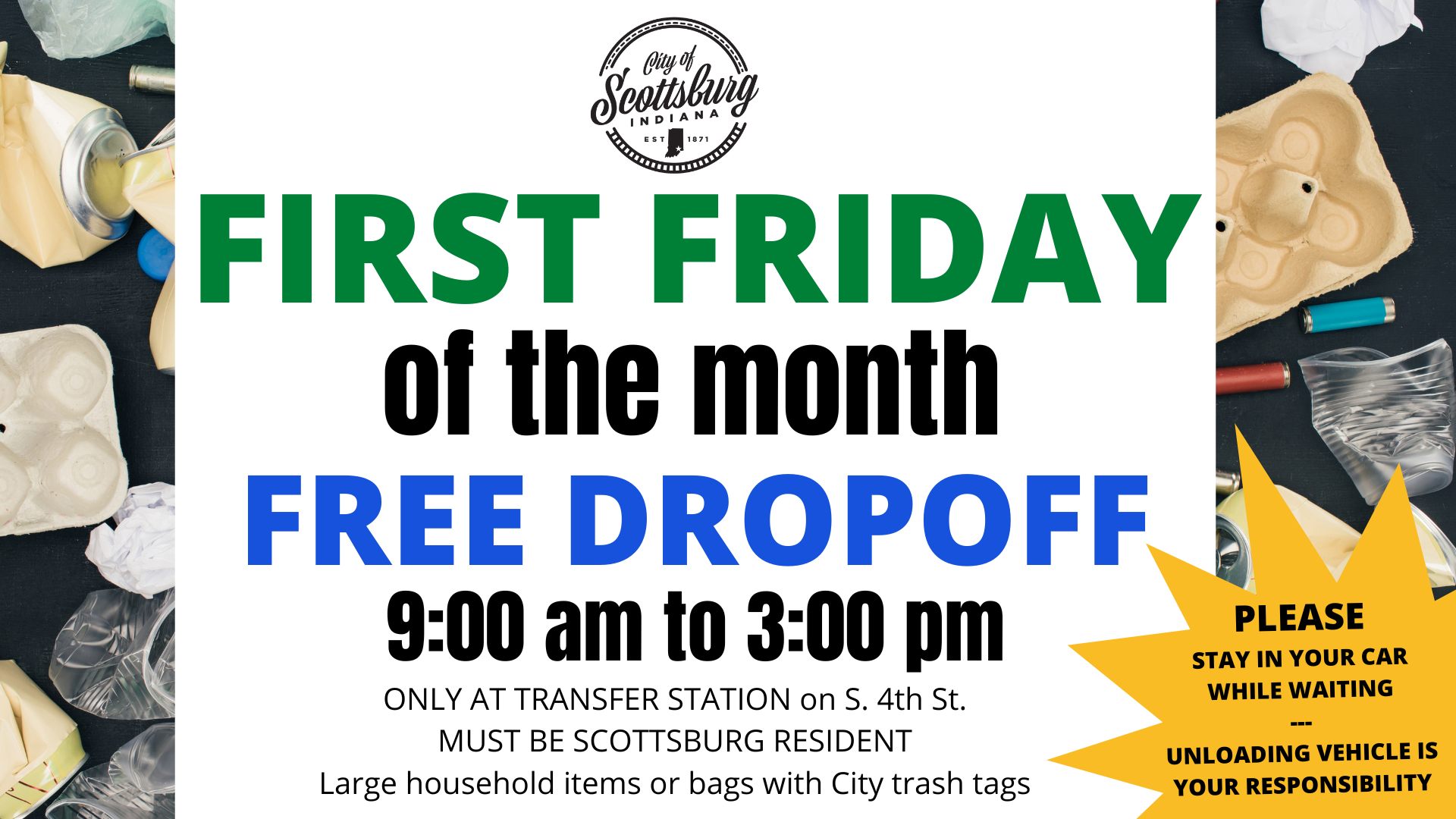 🟢 Free Friday at the Transfer Station... - City of Scottsburg | Facebook