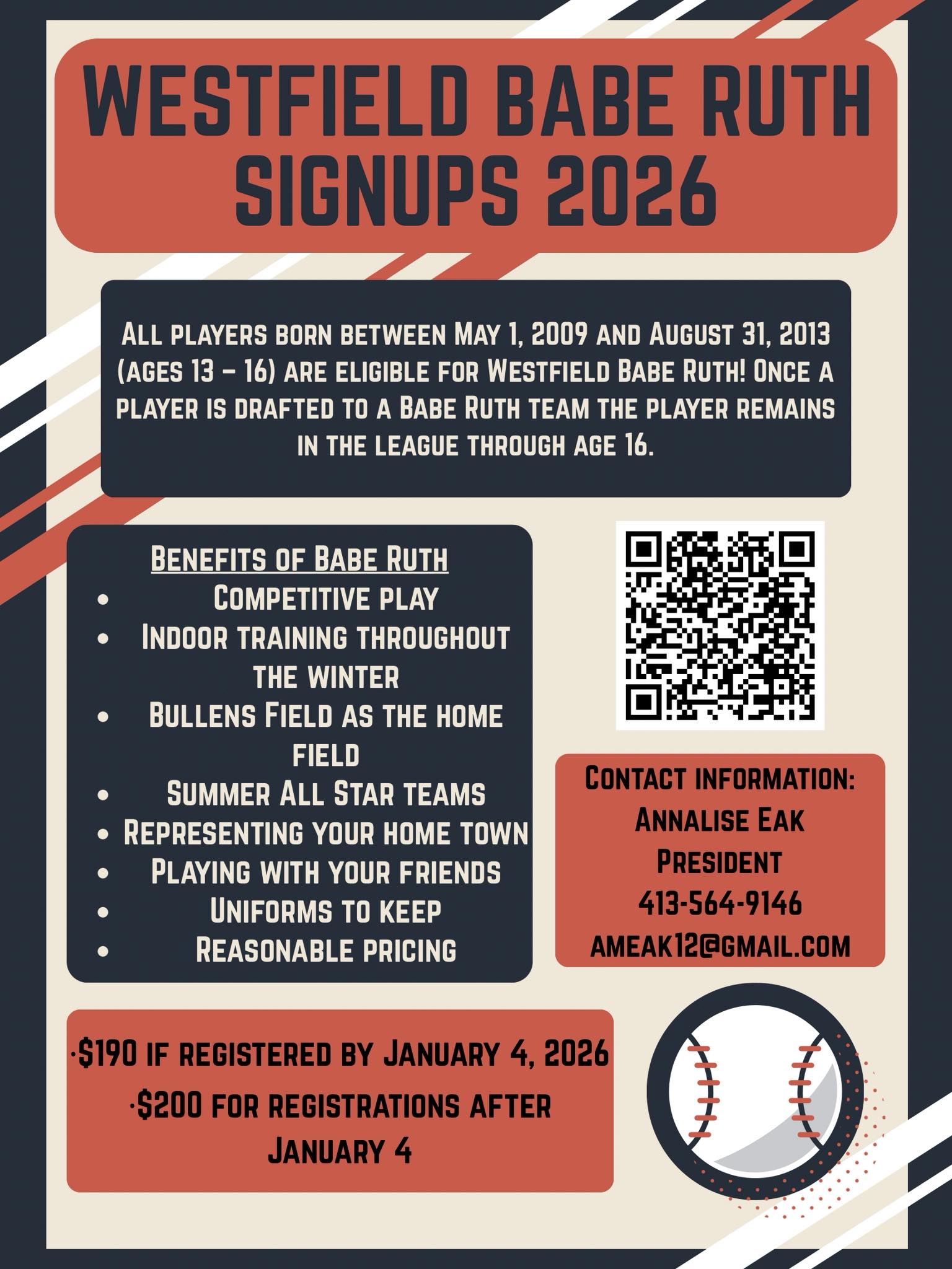Greater - Wesfield Babe Ruth Registration for the 2026 season is now ...