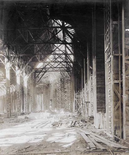 Palace of Varied Industries interior during construction in