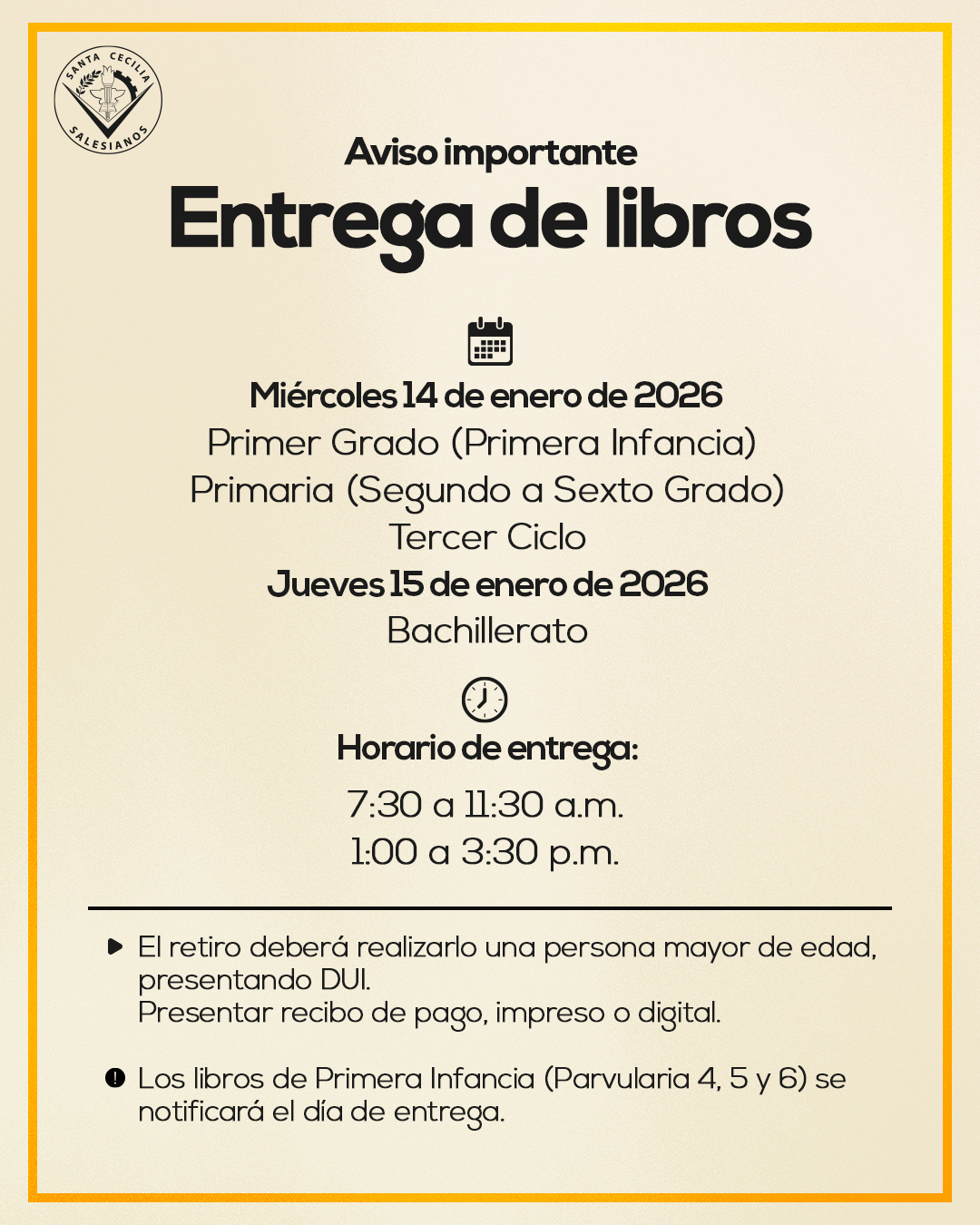 Colegio - 📢 Aviso importante | Entrega de libros Compartimos las fechas ...