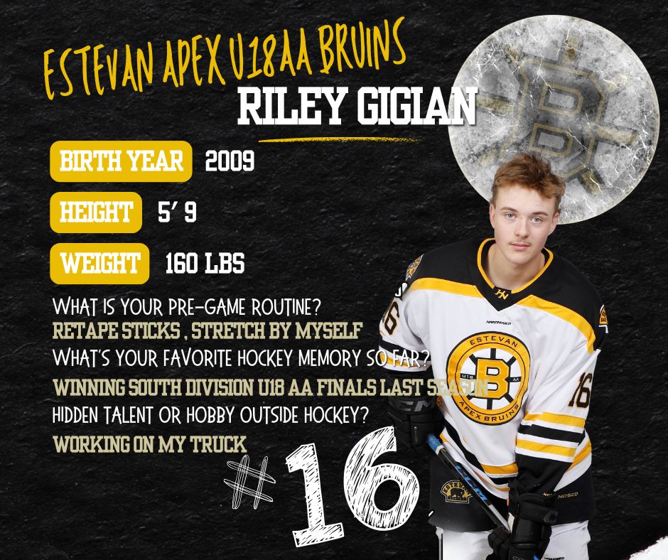 💛 Player Introduction – Riley... - Estevan Apex U18 AA Bruins | Facebook