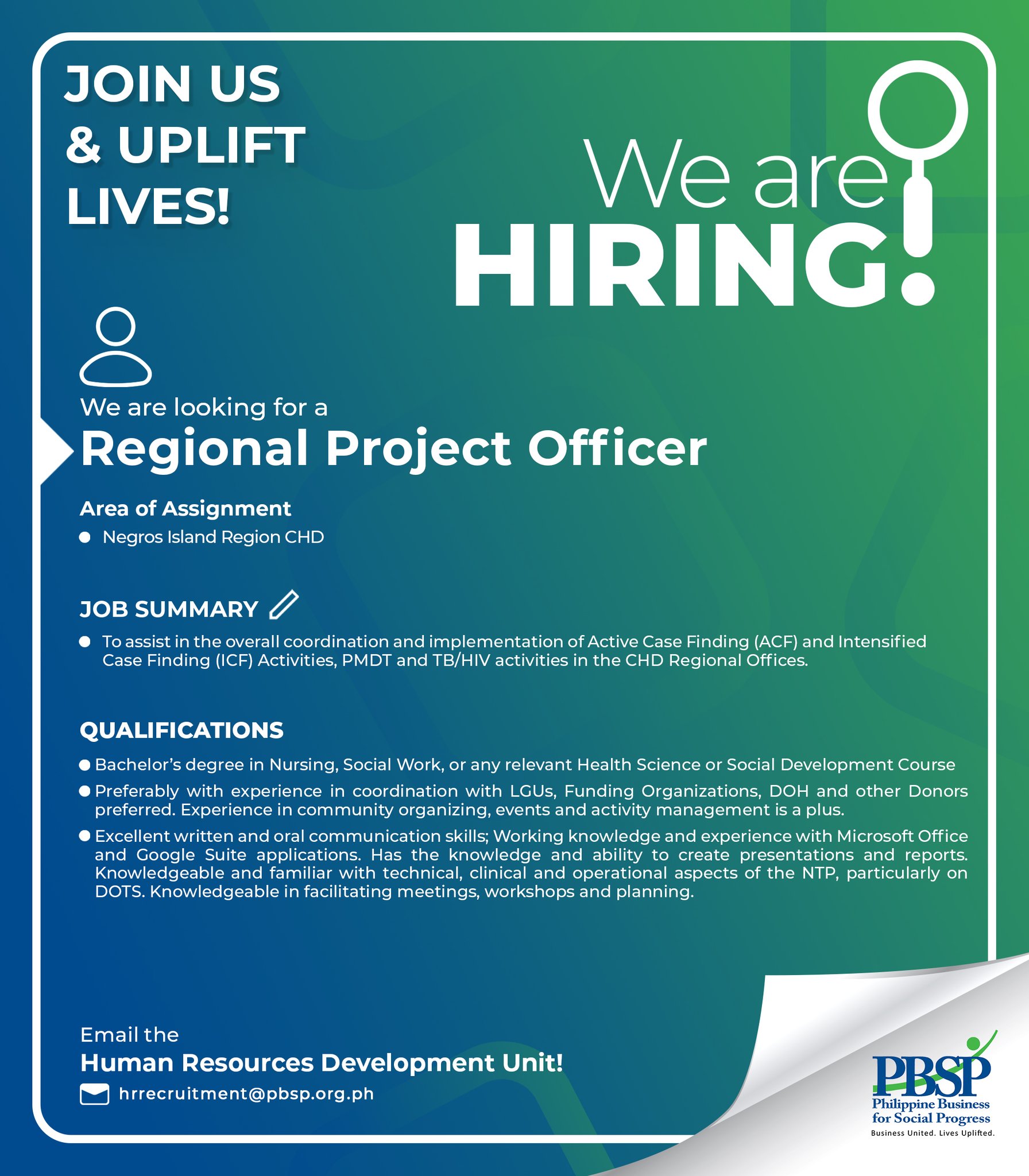 PBSP - PBSP IS LOOKING FOR A REGIONAL PROJECT OFFICER The Regional ...