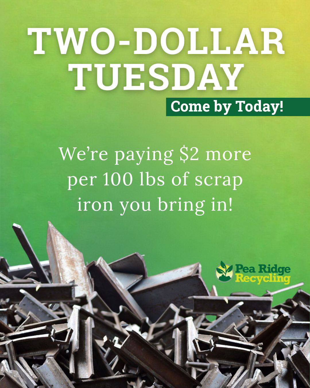 Pea - 🚨 Come by today for $2.00 more per 100 lbs. of scrap metal you ...