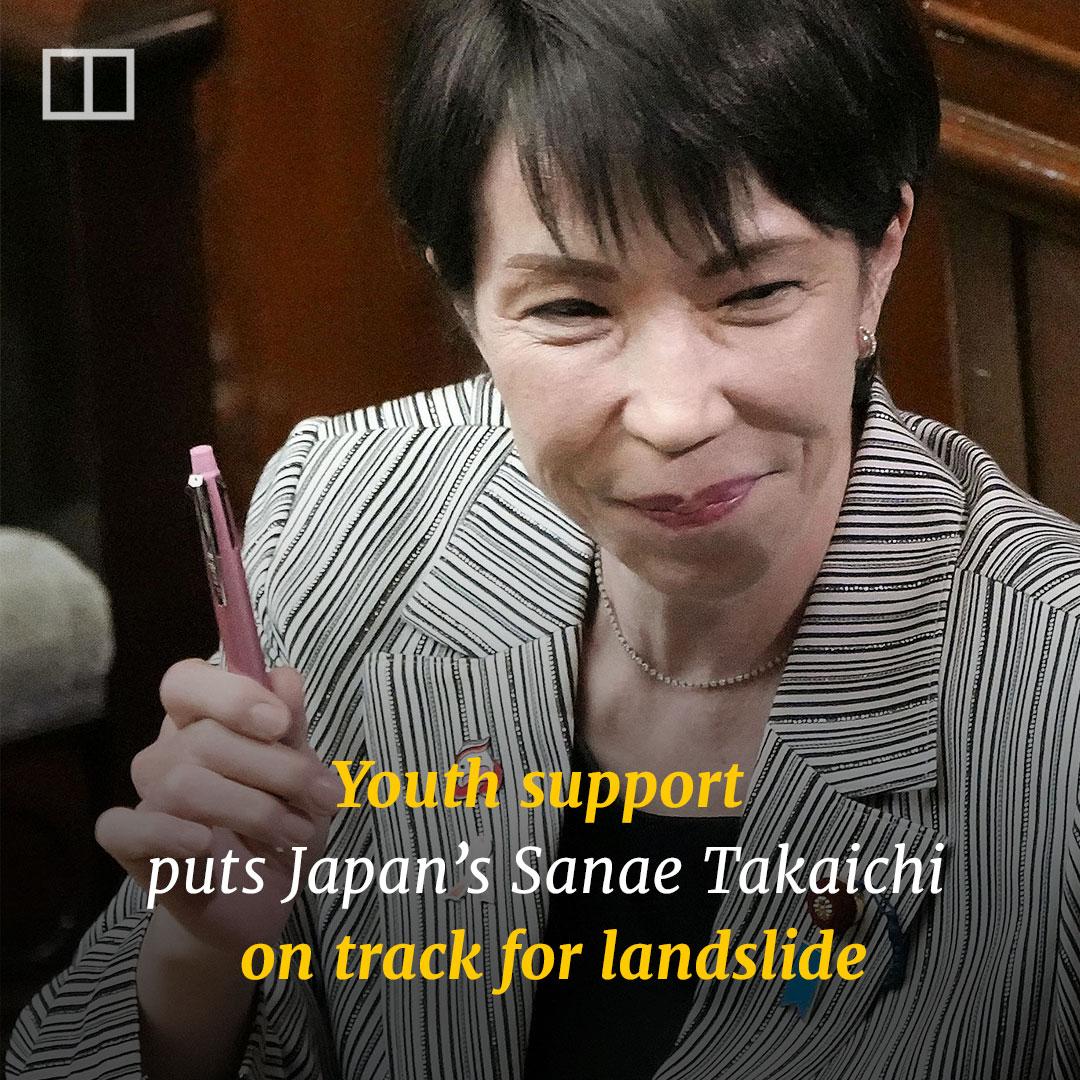 The 64-year-old prime minister is surprisingly popular with voters under  30, according to polls. (Link in comments) #sanaetakaichi #youth #japan  #vote #asia #eastasia