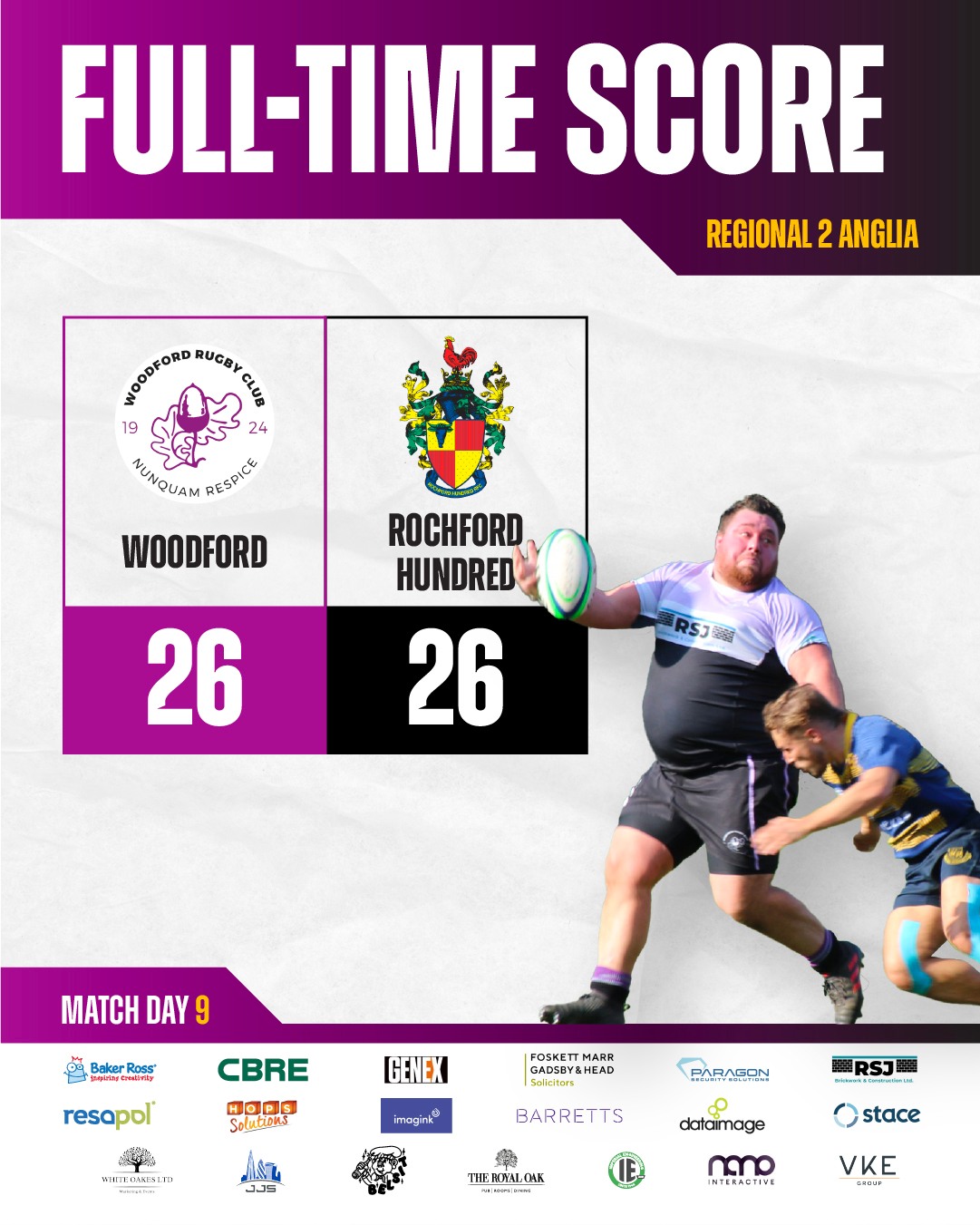 💜 FULL TIME – MATCH DAY 9 🏉... - Woodford Rugby Club | Facebook