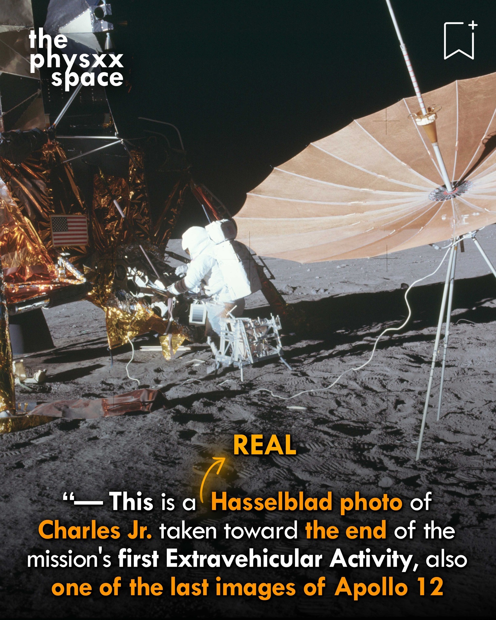 Physics - This is one of the last images of Apollo 12 moon landing ...