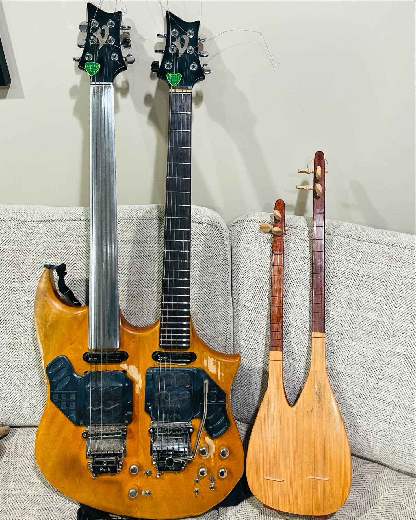 キターキター② Brian Stanczyk's Swiss Cheese fretted/fretless doubleneck