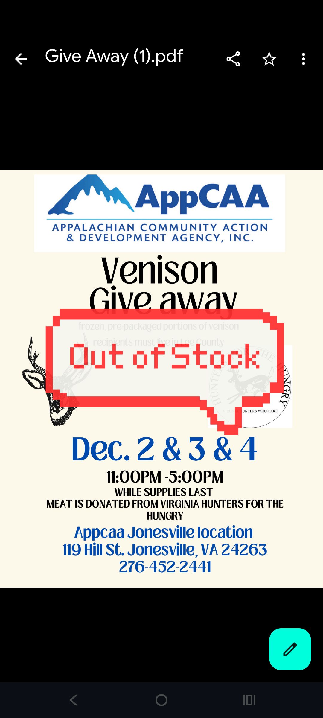 Lee County Va Hunters For The Hungry
