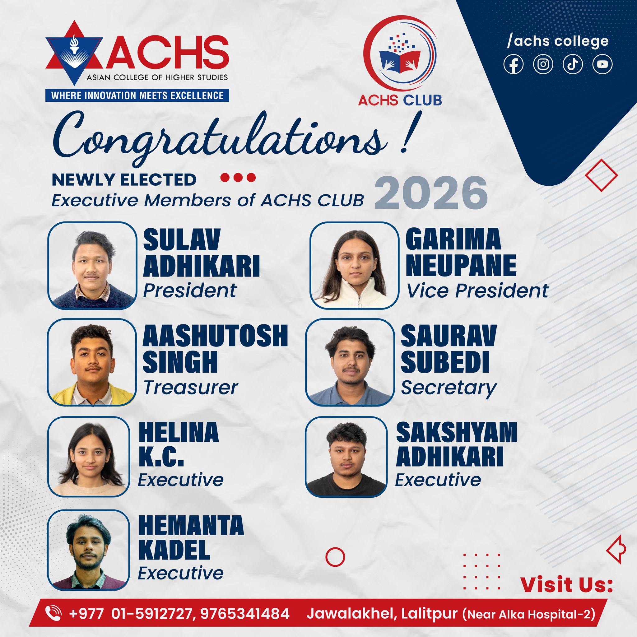 ACHS - Congratulations to the Newly Elected Executive Members of ACHS ...