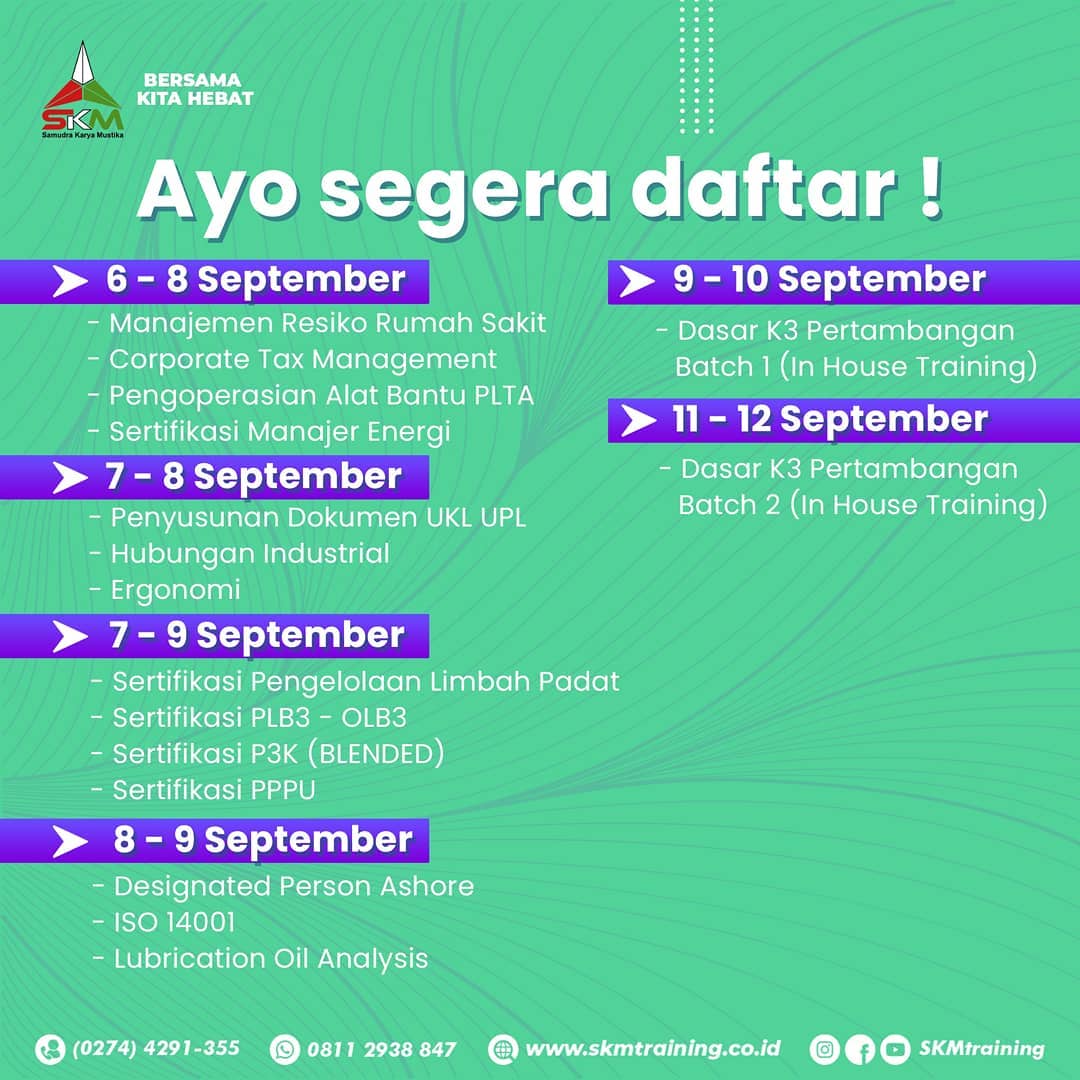 Nih jadwal pelatihan minggu kedua... - SKM Training Jogja | Facebook