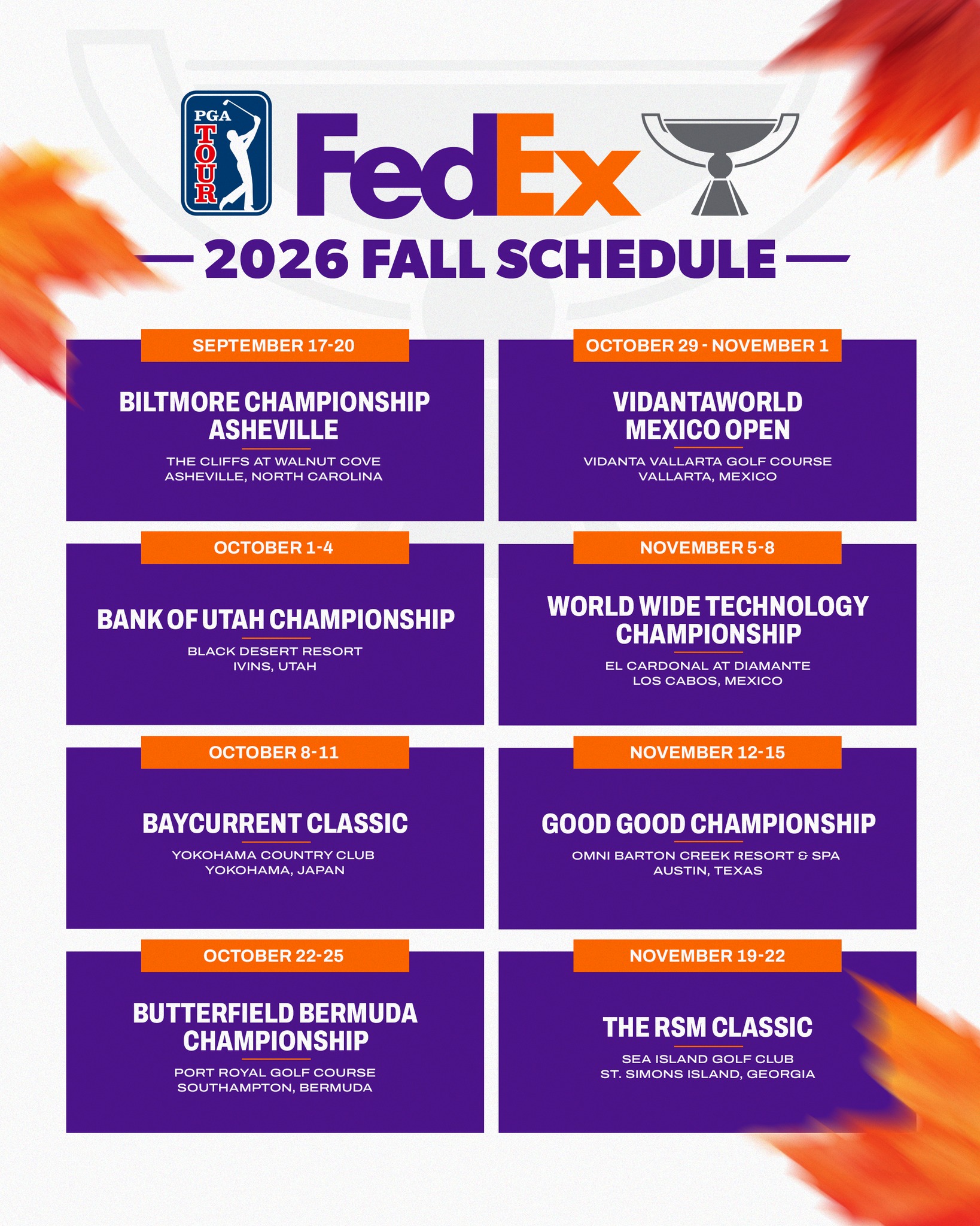 PGA - The 2026 #FedExCup Fall schedule is set 🗓️ | Facebook