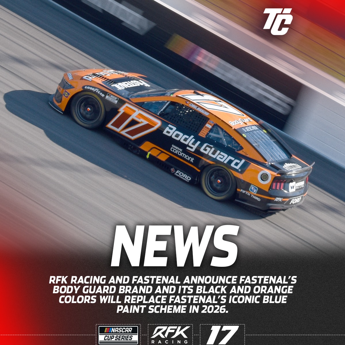 #NASCAR News: RFK Racing and Fastenal... - TobyChristie.com | Facebook
