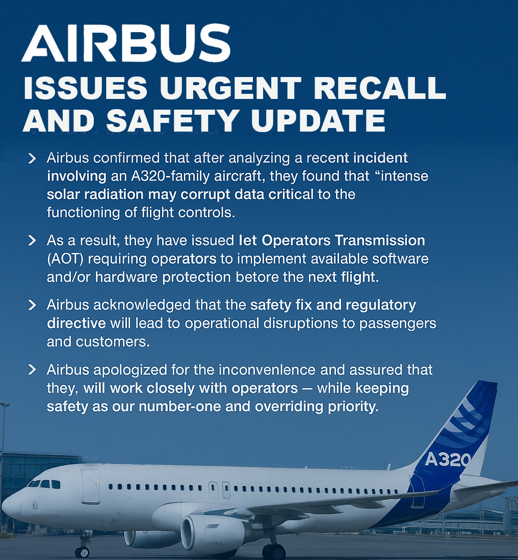 Skyversity - Airbus issued an urgent global recall for thousands of ...