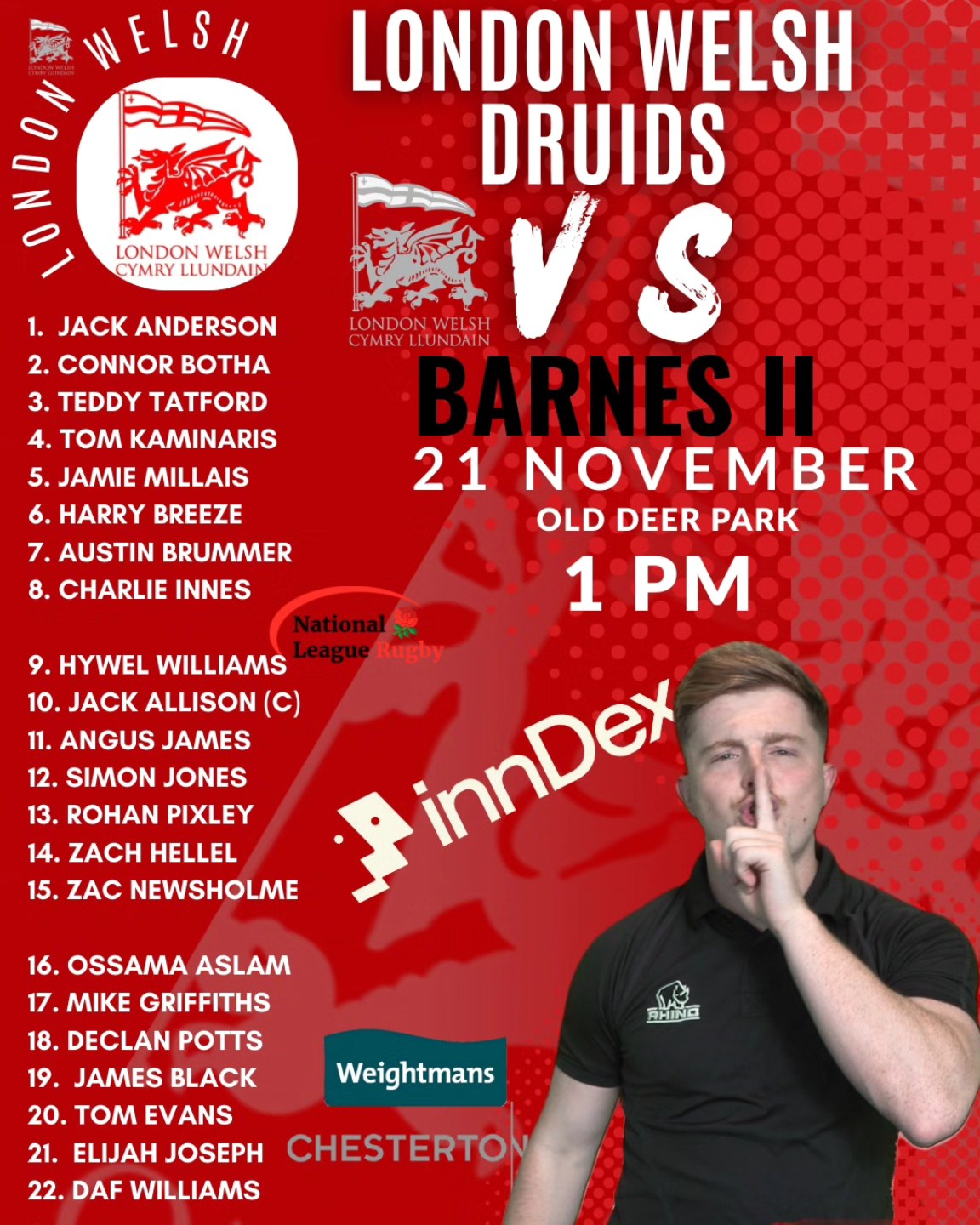📋YOUR DRUIDS GAME WEEK 11... - London Welsh Rugby Club | Facebook