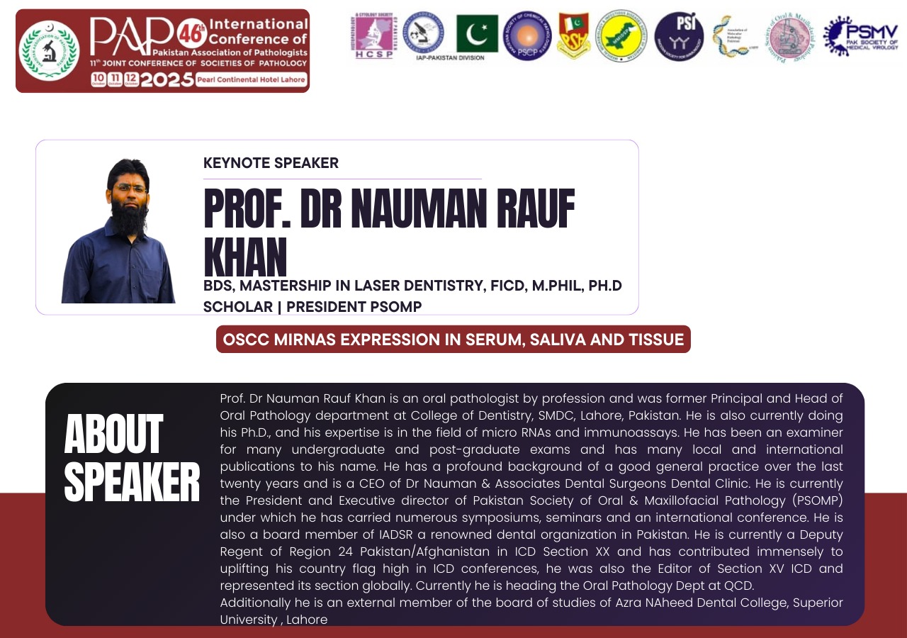 Pakistan - Prof. Dr. Nauman Rauf Khan, a distinguished Oral Pathologist ...