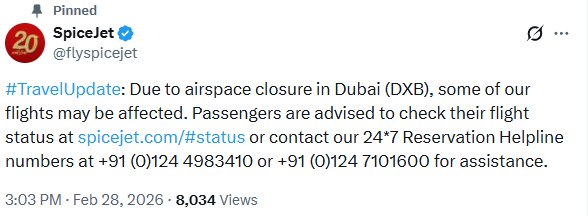 All - SpiceJet issues a travel advisory following the temporary closure ...