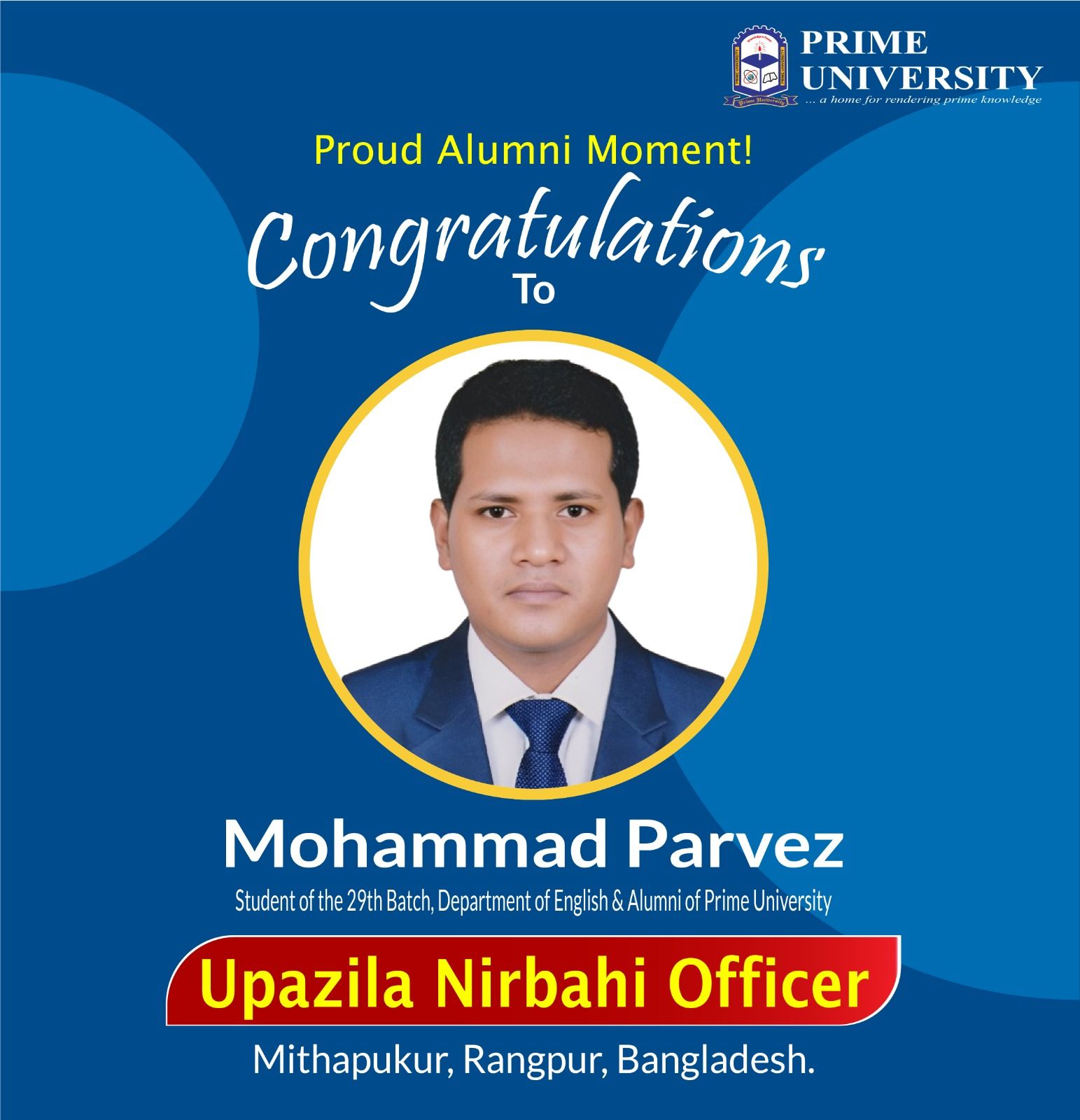 🌟 Heartiest Congratulations to Mohammad... - Prime University | Facebook