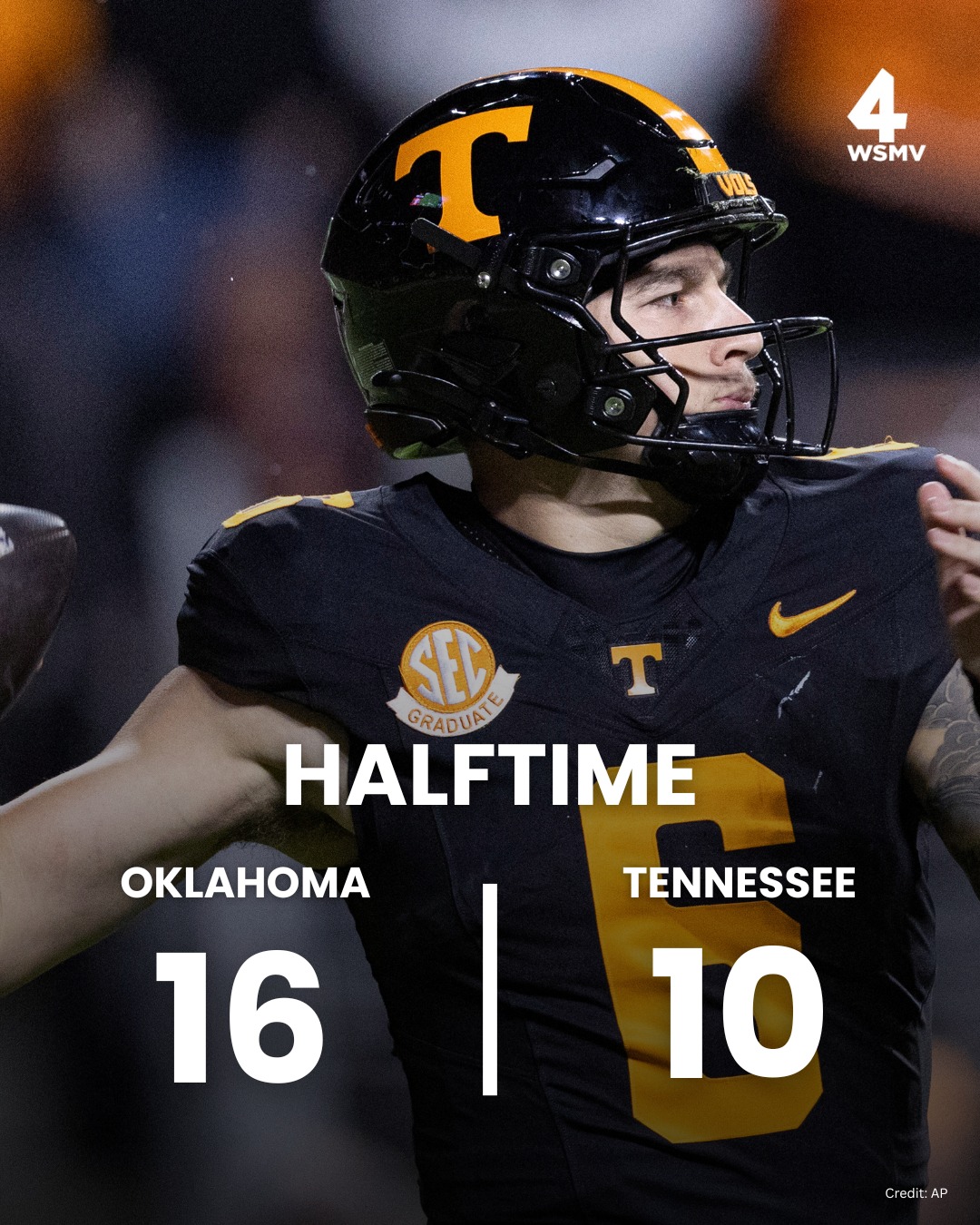 WSMV - The Vols trail the Sooners at the half. https://tinyurl.com ...
