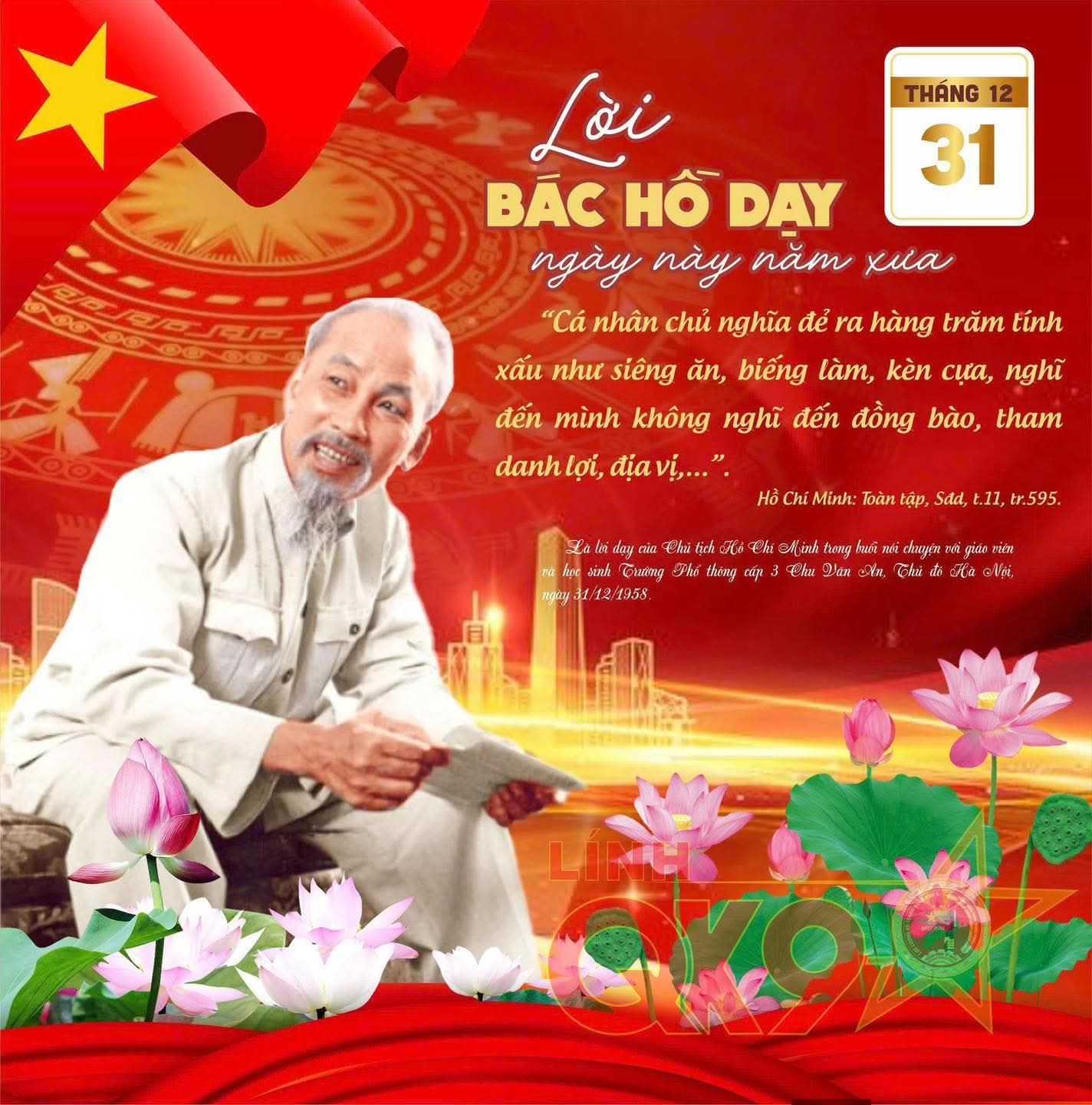 Tân - LỜI BÁC HỒ DẠY NGÀY 31/12 “Cá nhân chủ nghĩa đẻ ra hàng trăm tính ...