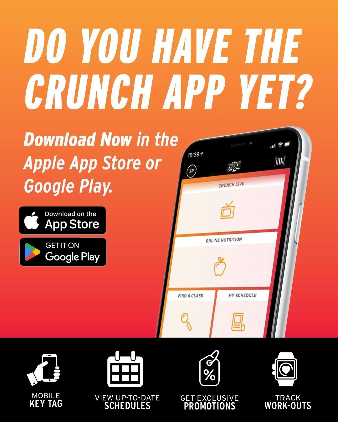 Crunch - 𝗛𝗲𝘆 𝘆𝗼𝘂!🫵 Have you downloaded our app yet? Make check-ins and ...