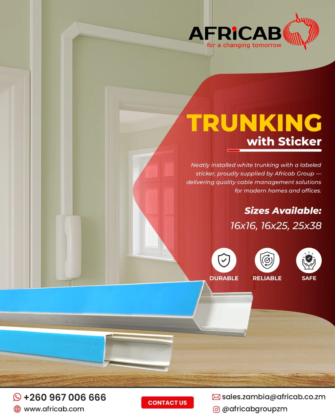 Africab - NEAT AND EASY WIRING WITH PVC TRUNKINGS. Self-sticking and ...