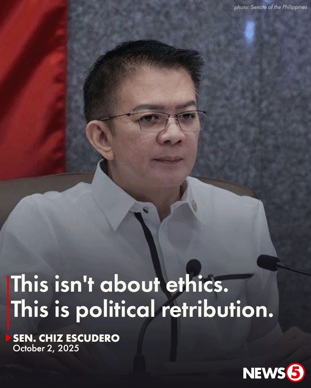 News5 - ETHICS COMPLAINT VS. ESCUDERO Hindi na nagulat si... | Facebook