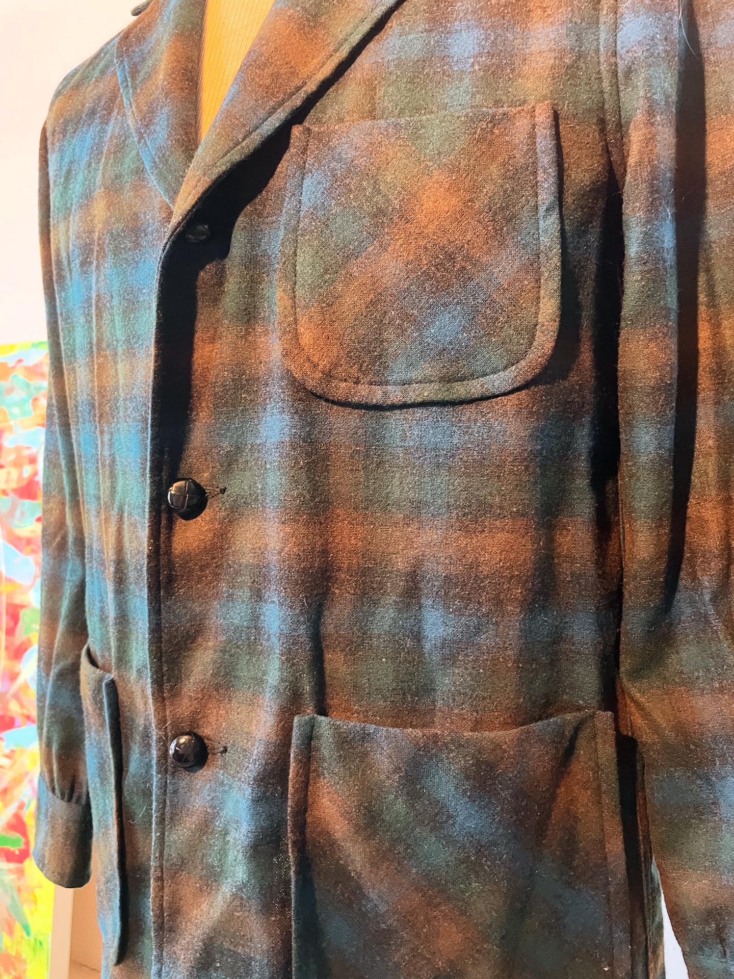 Vintage 1960s Pendleton Plaid Wool Jacket/ Sport Coat/Blazer Size 