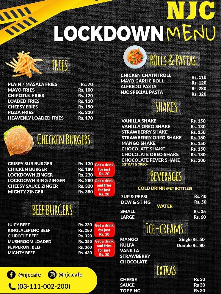 Lockdown menu - NJC SUMMER SALE. Enjoy meals with summer deals. Get 15% ...