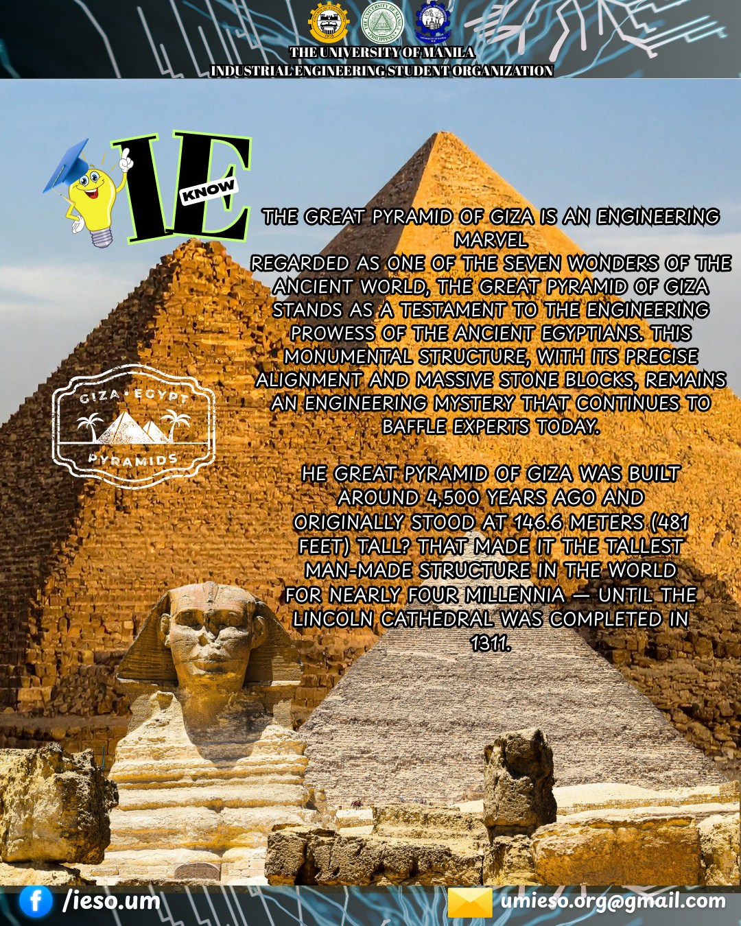 💡IE KNOW Did you know that the Great Pyramid of GIZA is an Engineering ...