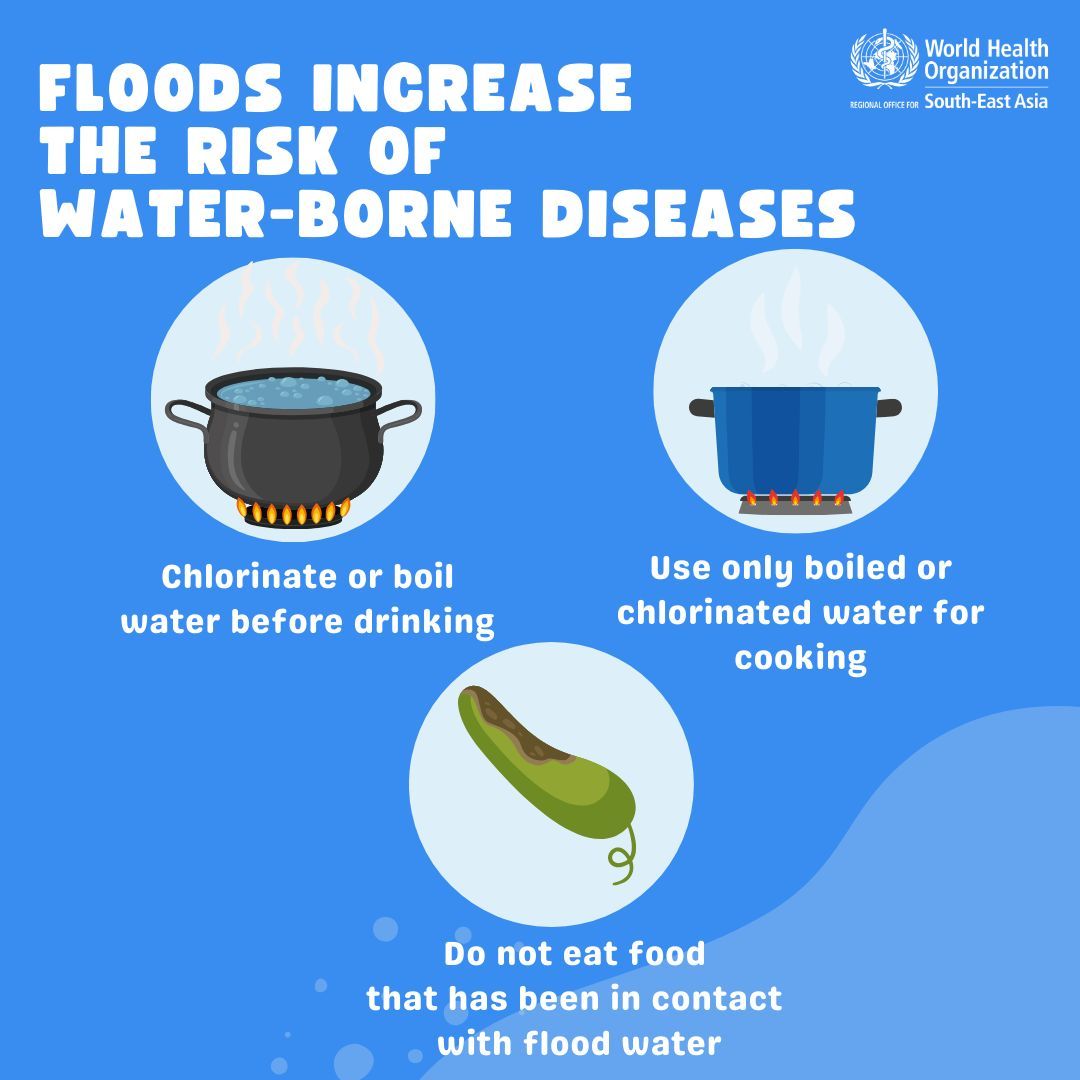 World - #Floods increase the risk of water-borne diseases. 💧 Chlorinate ...