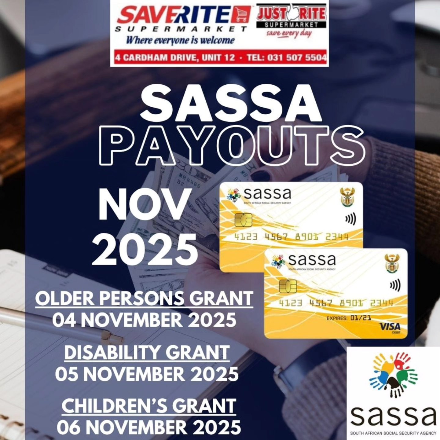 🔵🔴 Sassa Dates 🔴🔵 Sassa Payment Dates... - Saverite Justrite | Facebook