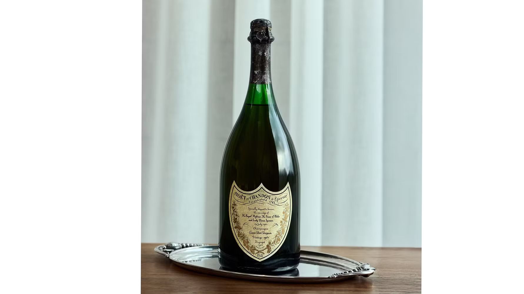 A rare Dom Pérignon Vintage 1961 bottle, specially produced for