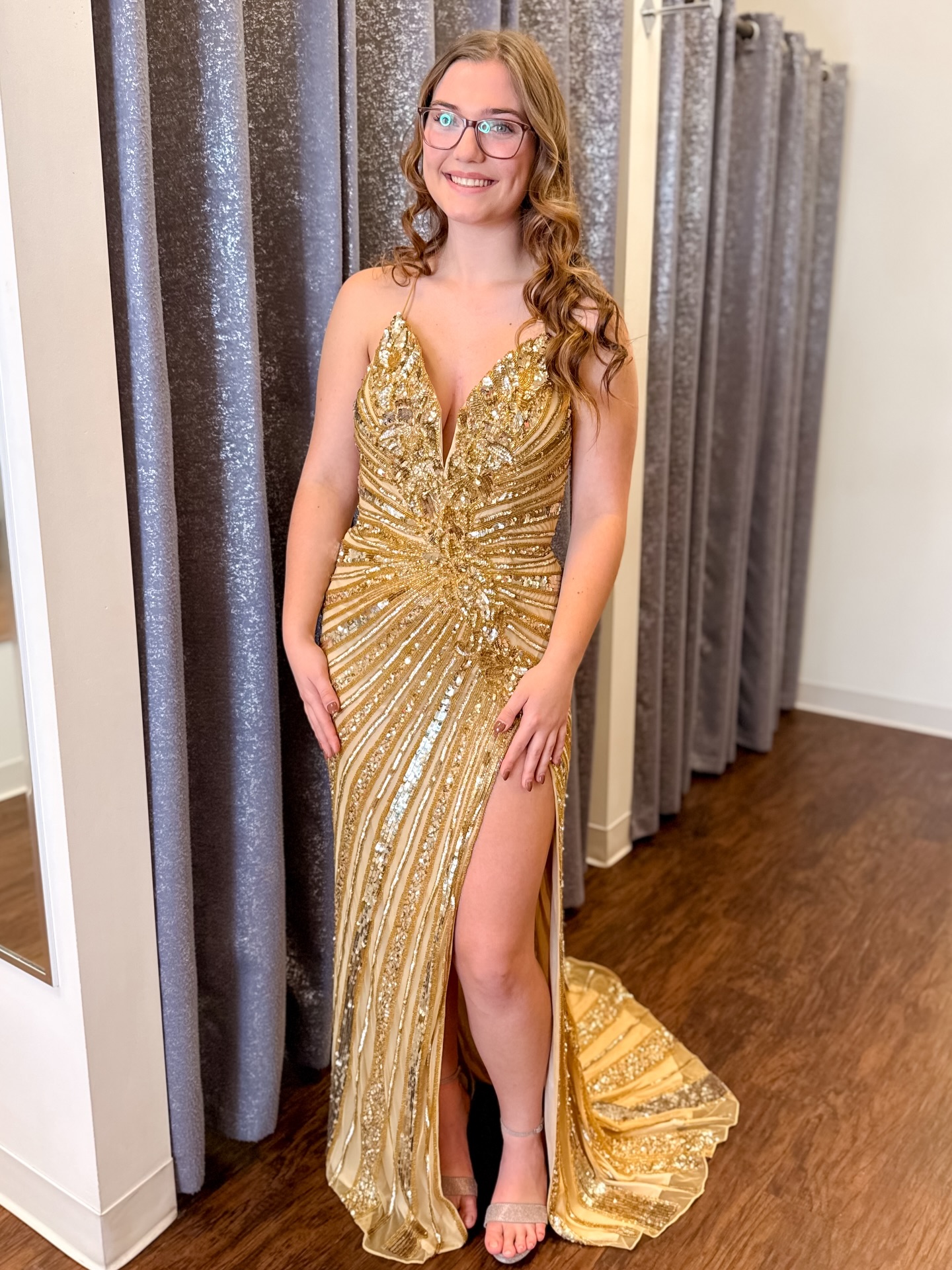 gold goddess prom dress Golden or Silver Queen... we've got the for you! #aatrnc #agirltoremember #promqueen #prom26 #prom2026 #promdress Mermaid Style Fabric