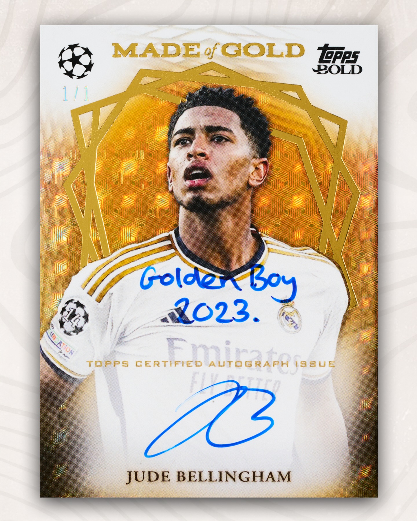 Jude Bellingham has a one of a kind, “Made of Gold” trading card 