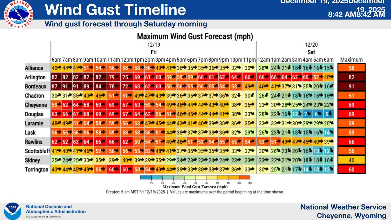 US - Gusty winds are underway across much of southeast Wyoming and ...