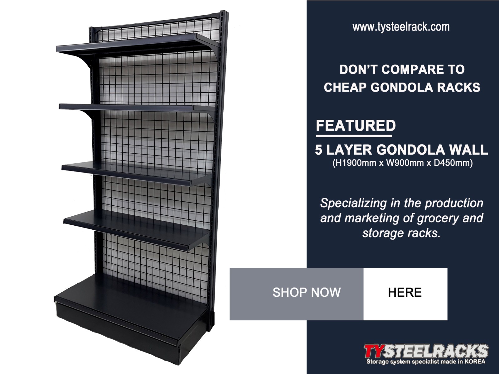 Ty Steel Racks Shelves and Gondola Shelves Grocery Display Made in Korea