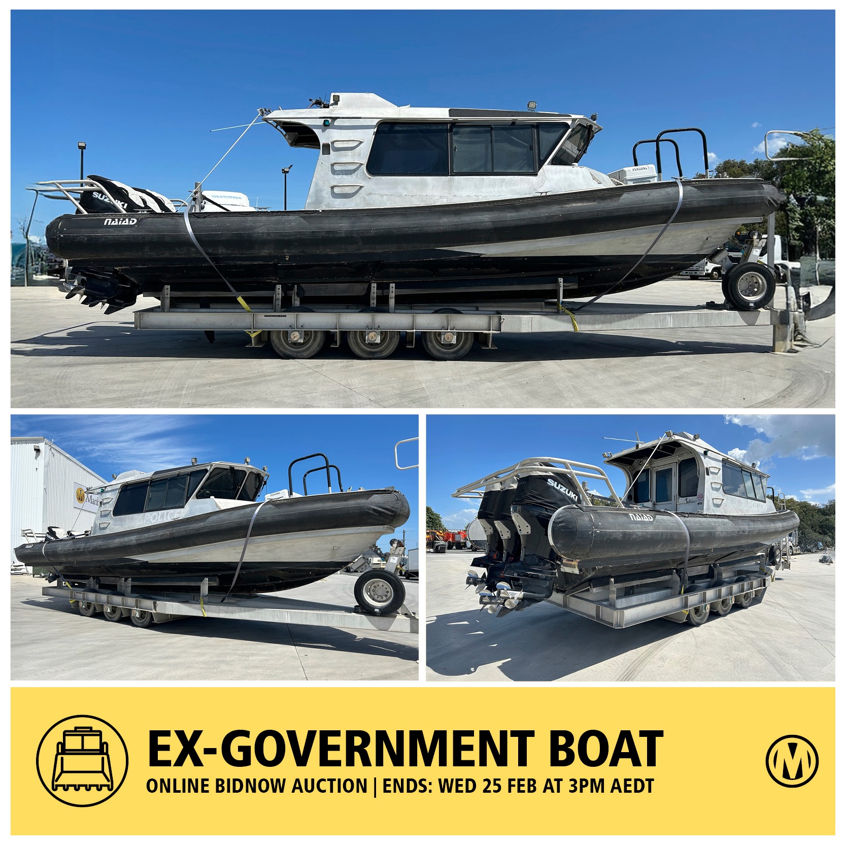 Manheim - 𝗨𝗣𝗖𝗢𝗠𝗜𝗡𝗚 𝗔𝗨𝗖𝗧𝗜𝗢𝗡 𝗔𝗟𝗘𝗥𝗧 Ex-Government Boat 2011 Naiad RIB – 10 ...
