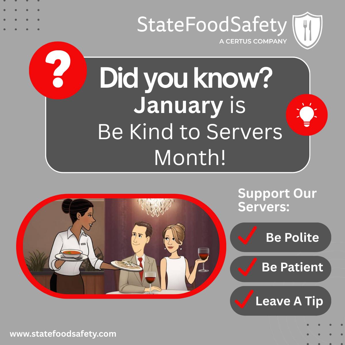 Did you know January is “Be Kind to... - StateFoodSafety.com | Facebook