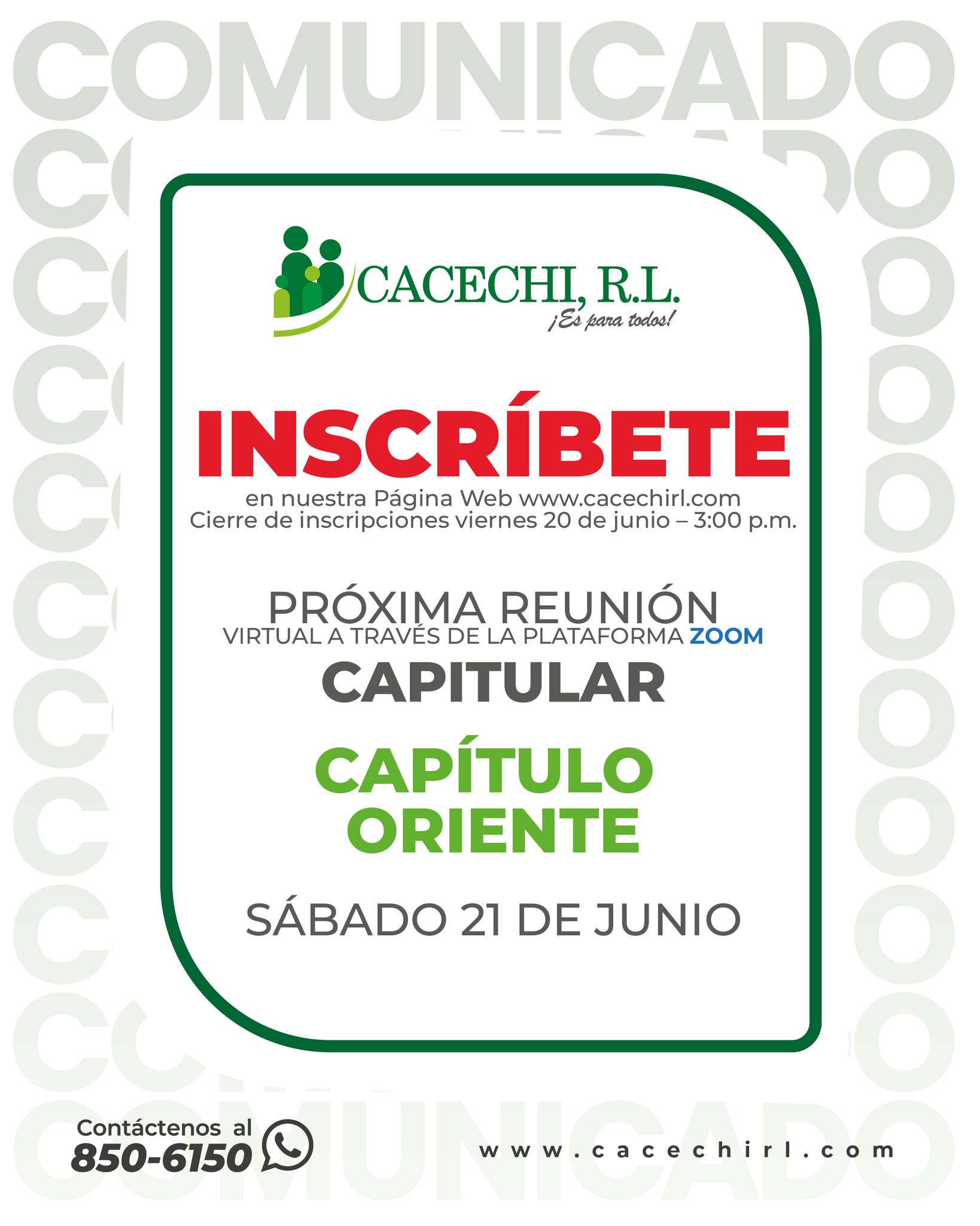 CACECHI - ¡Estimados asociados! CACECHI, R.L. les invita a las ...