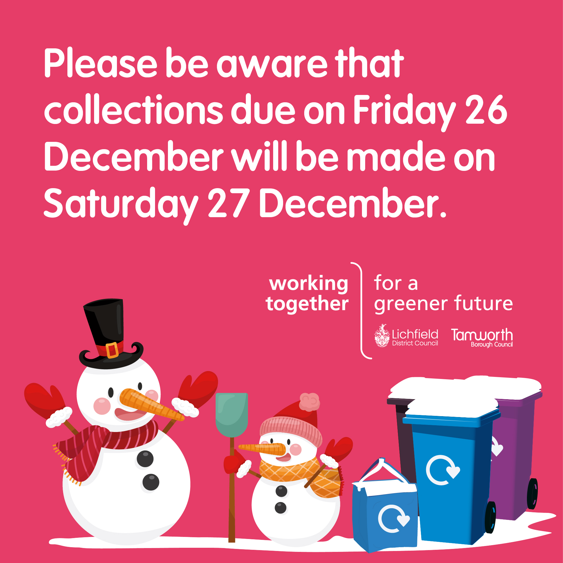 Lichfield - 🎄 Festive Bin Changes Please remember: Collections due on ...