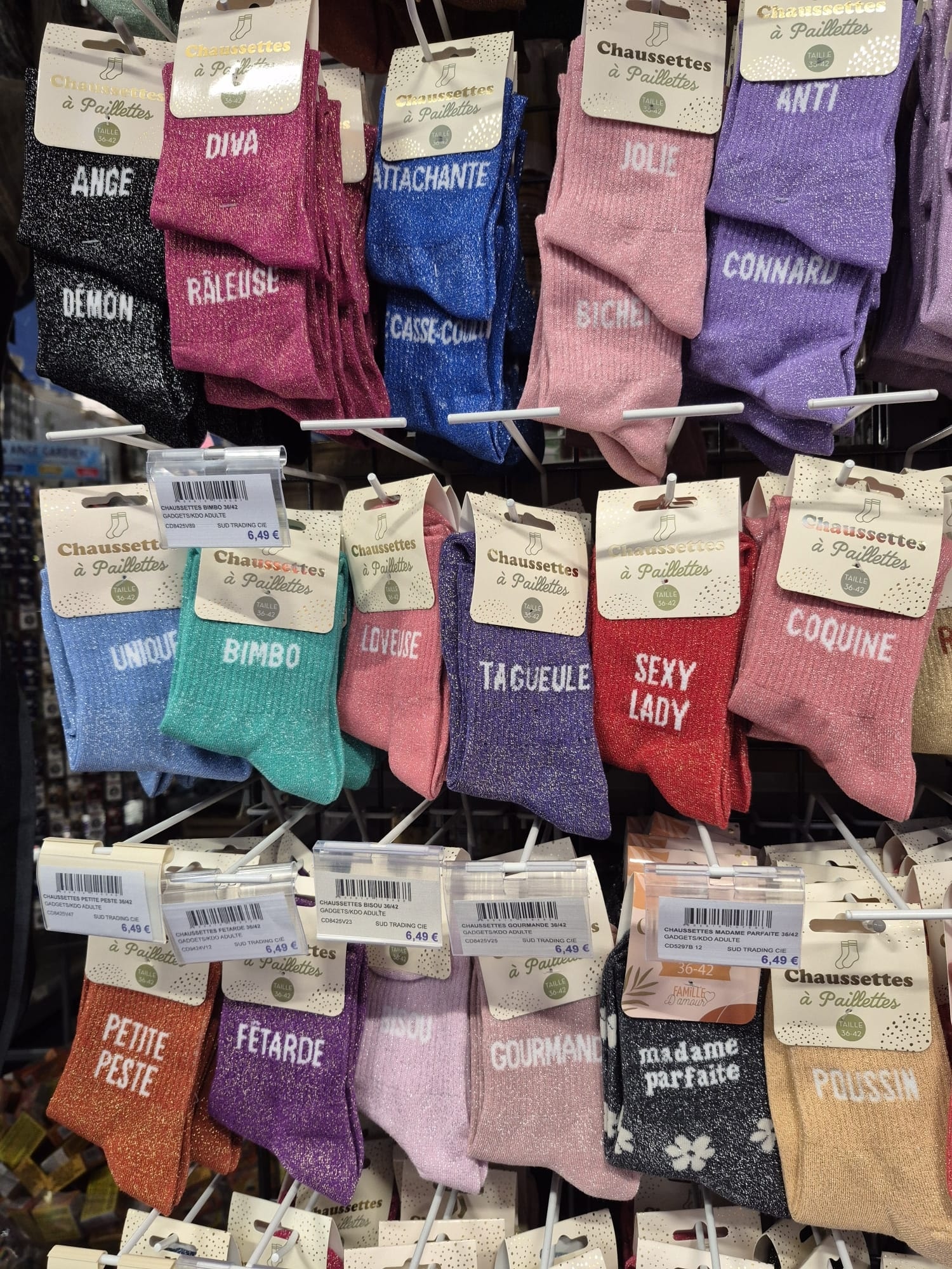 Chaussettes Paillettes "Bimbo" - Taille 36-42 - Chaussettes Scintillantes Originales Pour Look Décalé Et Festif